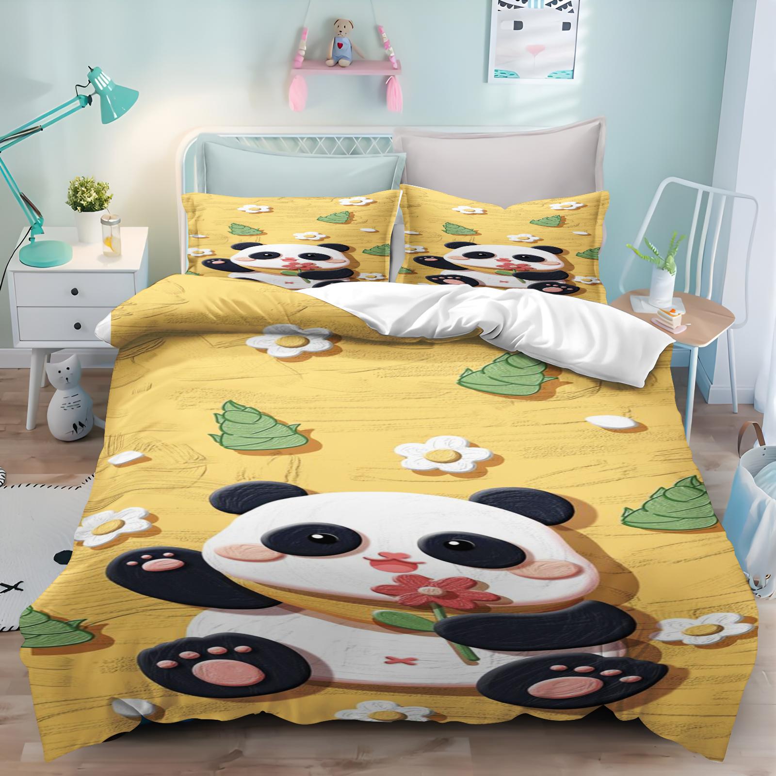 

Panda Cartoon Anime Kids Bedding Set - Duvet Cover Decor Quilt Covers Pillowcase For Children S Bedroom Holiday Gift 90x200cm