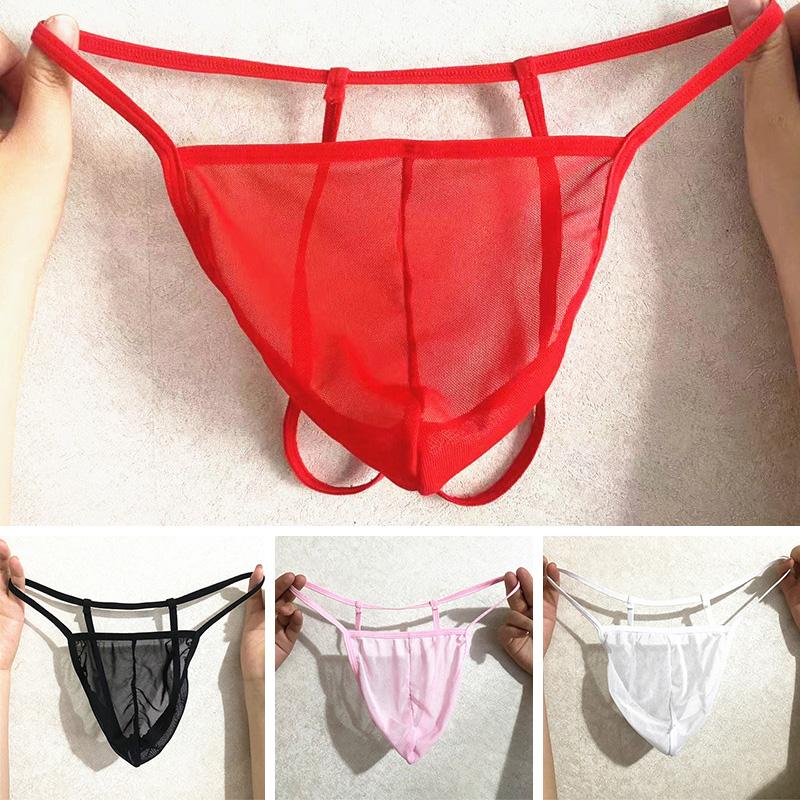 1Pc Underwear Men Lingerie Low-waist Polyester Fiber Solid Color Thongs Bulge Pouch Thin Pouch Panties