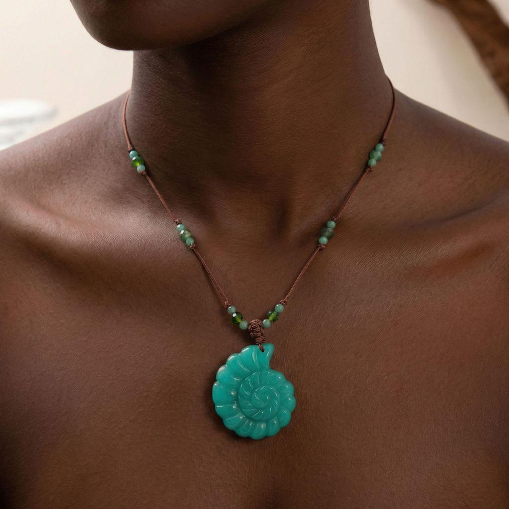 Stainless Steel Ocean-Themed Starfish & Fishbone Pendant Rope Necklace