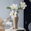 Retro Magnolia Artificial Flower Arrangement - Decorative Single Stem Bouquet for Living Room or Dining Table.