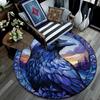 Blue Raven Round Area Rug,Carpet Rug for Living Room Bedroom Sofa Playroom Decor,Non-slip Floor Mat