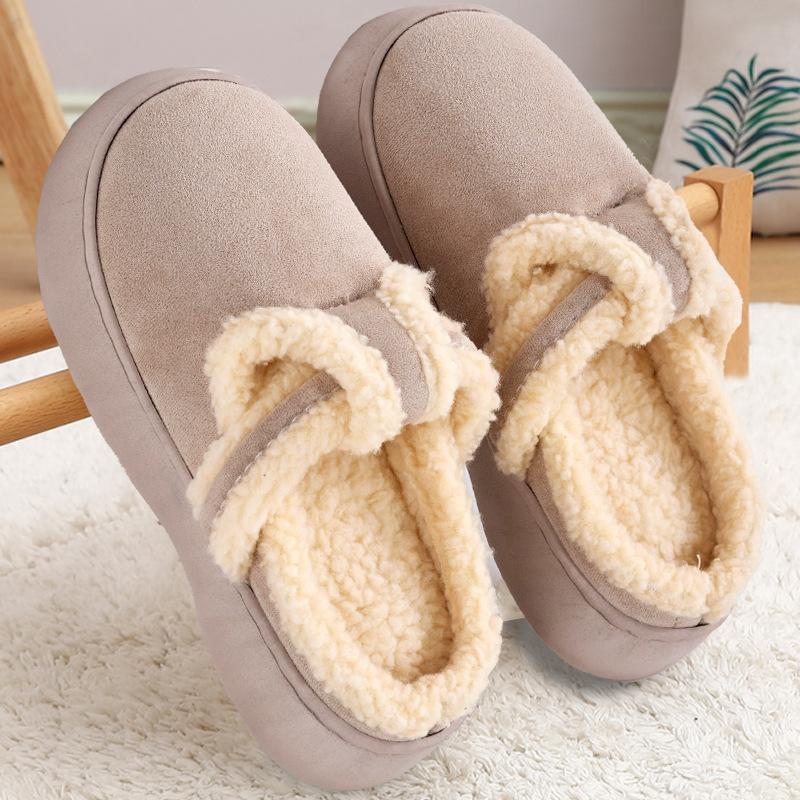 Cotton Slippers Autumn and Winter Thick-bottomed Couples Piled Thickened Warm and Non-slip Outer Wear Home Slippers