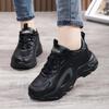 Zwarte Waterdichte Leren Sneakers voor Dames - Dikke Zool, Lichtgewicht, Antislip Casual Reisschoenen