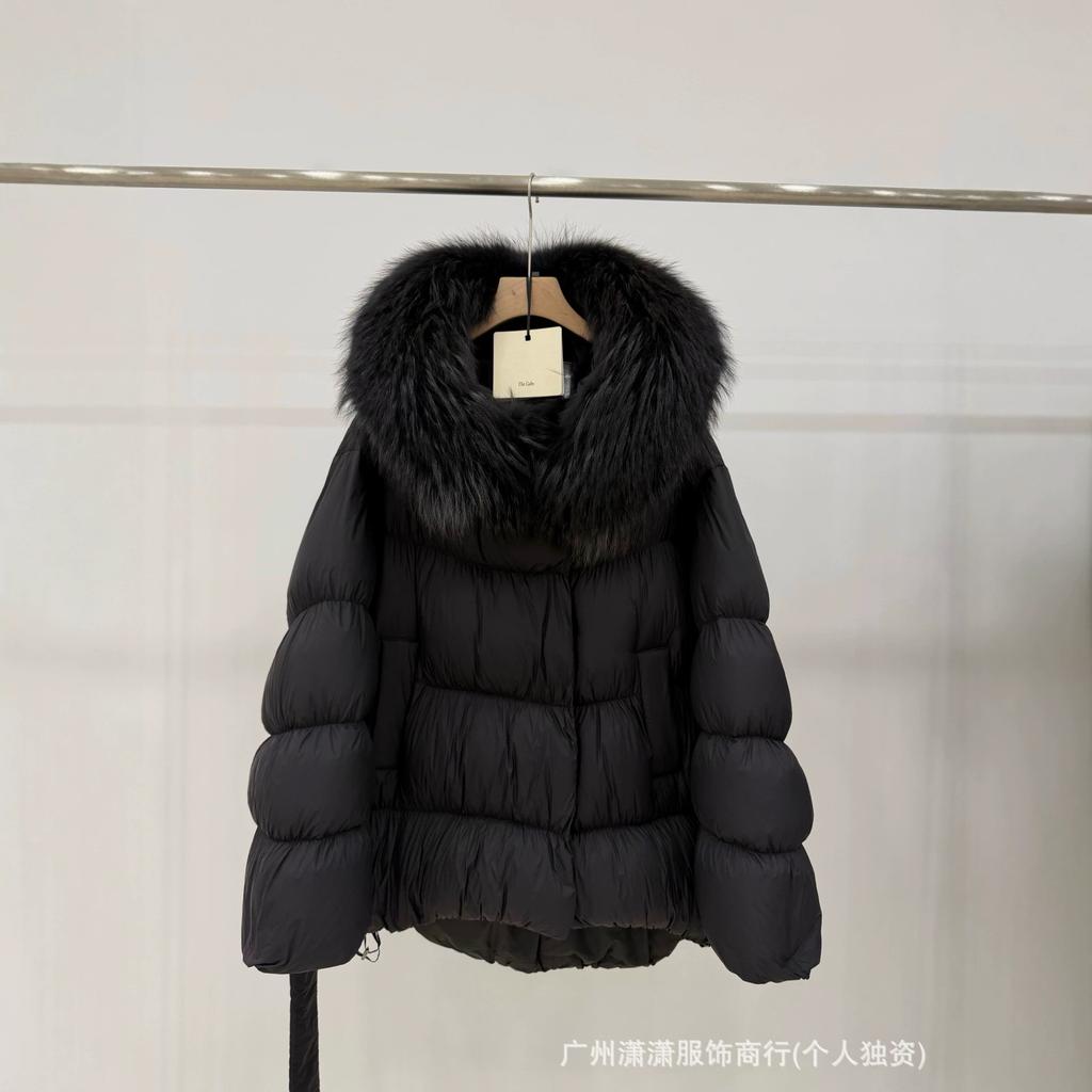 Winter new natural big fur collar white duck down jacket women loose thickened warm fashion jacket real fox