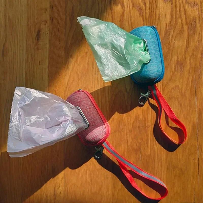 Portable Pet Dog Poop Bag Dispenser Pick-Up Bags Holder With Rope Cleaning Waste Garbage Bag Organizer