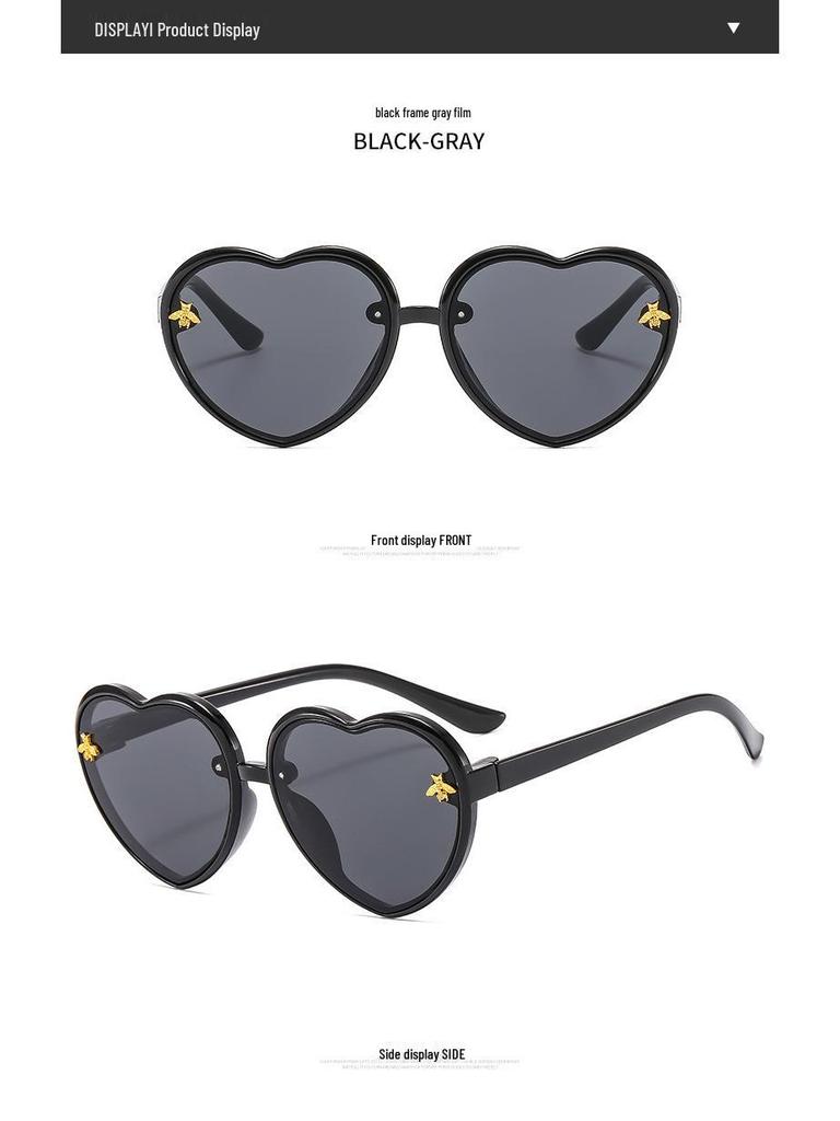 Heart-Shaped Honey Peach Kids' Sunglasses – Trendy Street Style for Round Face Girls