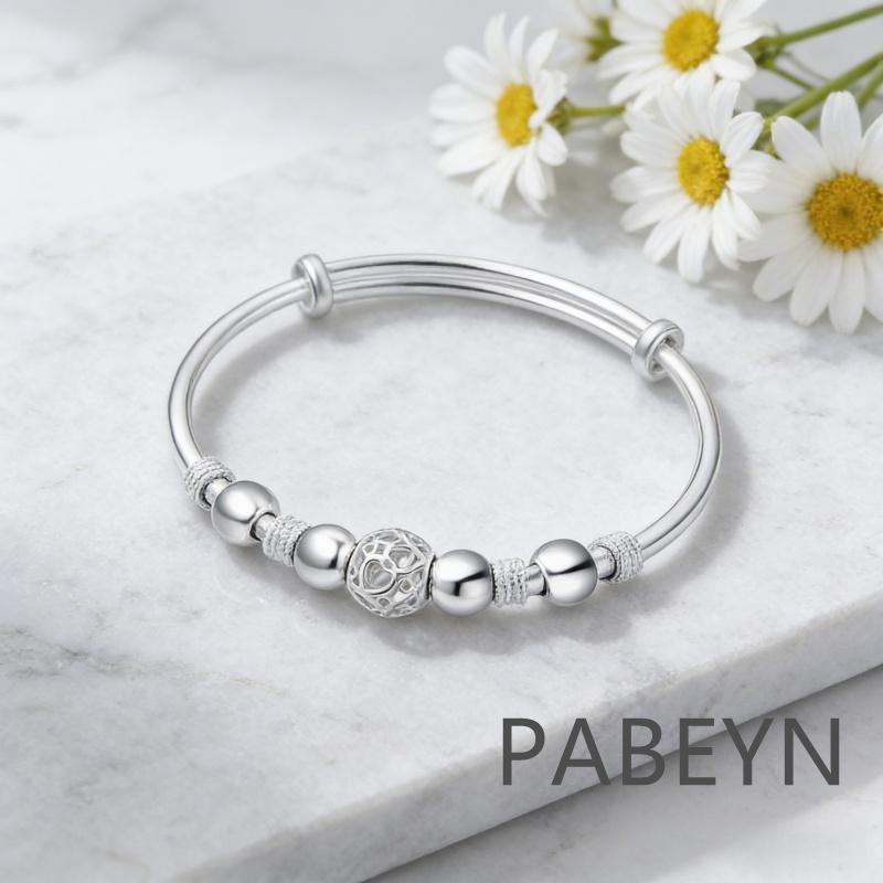 925 Sterling Silver Fashion Exquisite Beaded Push-pull Bracelet Birthday Party Anniversary Gift Daily Wear