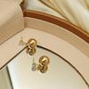 Elegant Women's Gold Bronze Zirconia Ball Stud Earrings with Niche Design