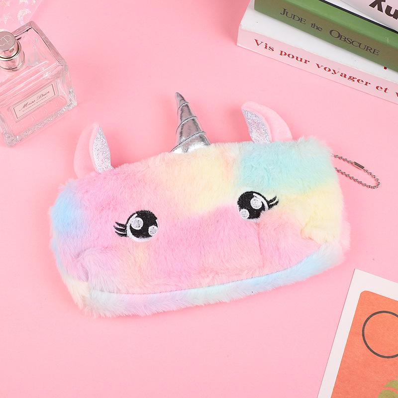 

Korean Style Unicorn Heart Plush Pencil Case for Kids