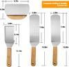 Stainless Steel Square Head Steak Cooking Spatula Wood Handle Pizza Shovel Pancake Beef Turner Scraper BBQ Utensils for Kitchen