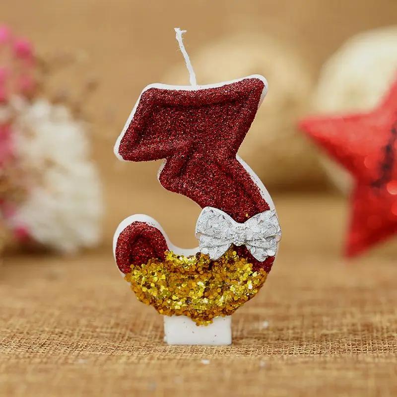 New Bow Birthday Candle, Creative Handmade Cake Candle Red Gold Digital Candle 0 To 9 Characters Independent Packaging Candle