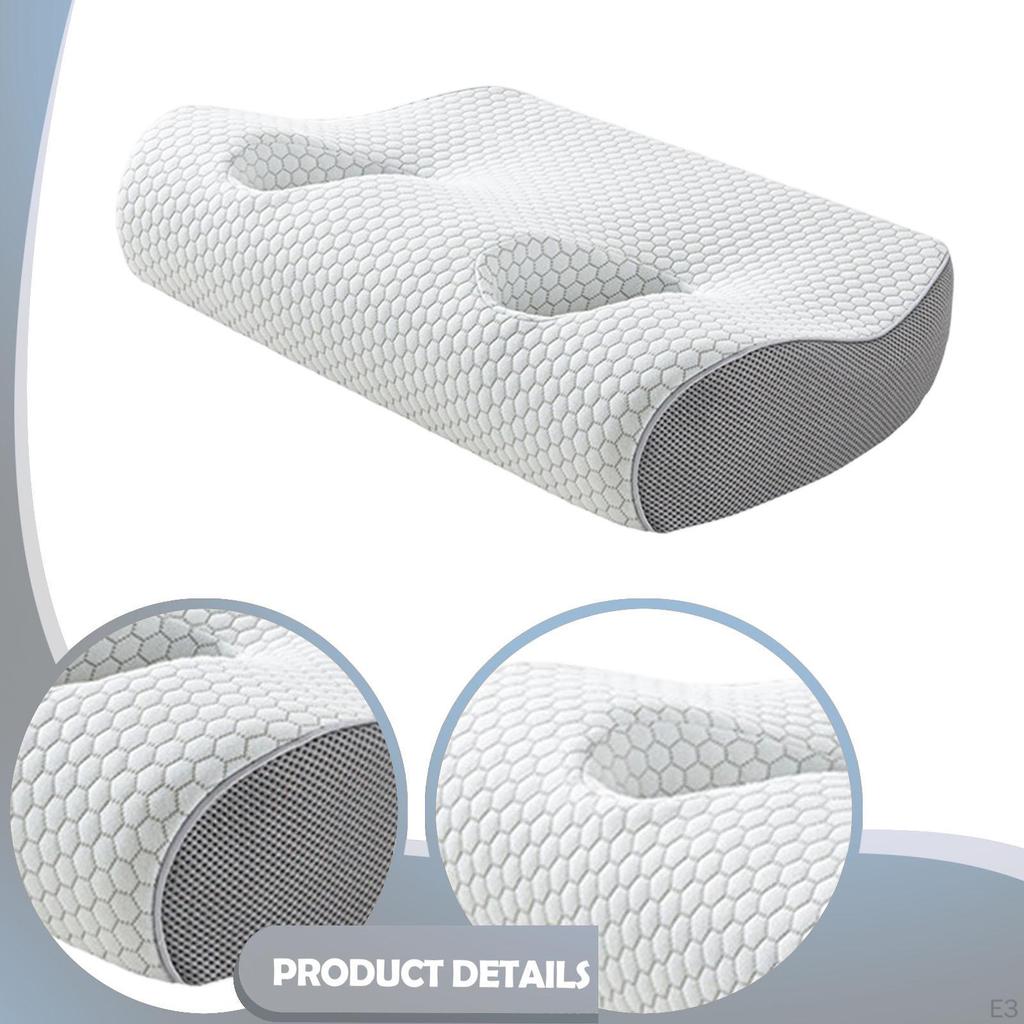Ear Pillow with Holes for Earplugs and Headphones Neck Support Memory Foam