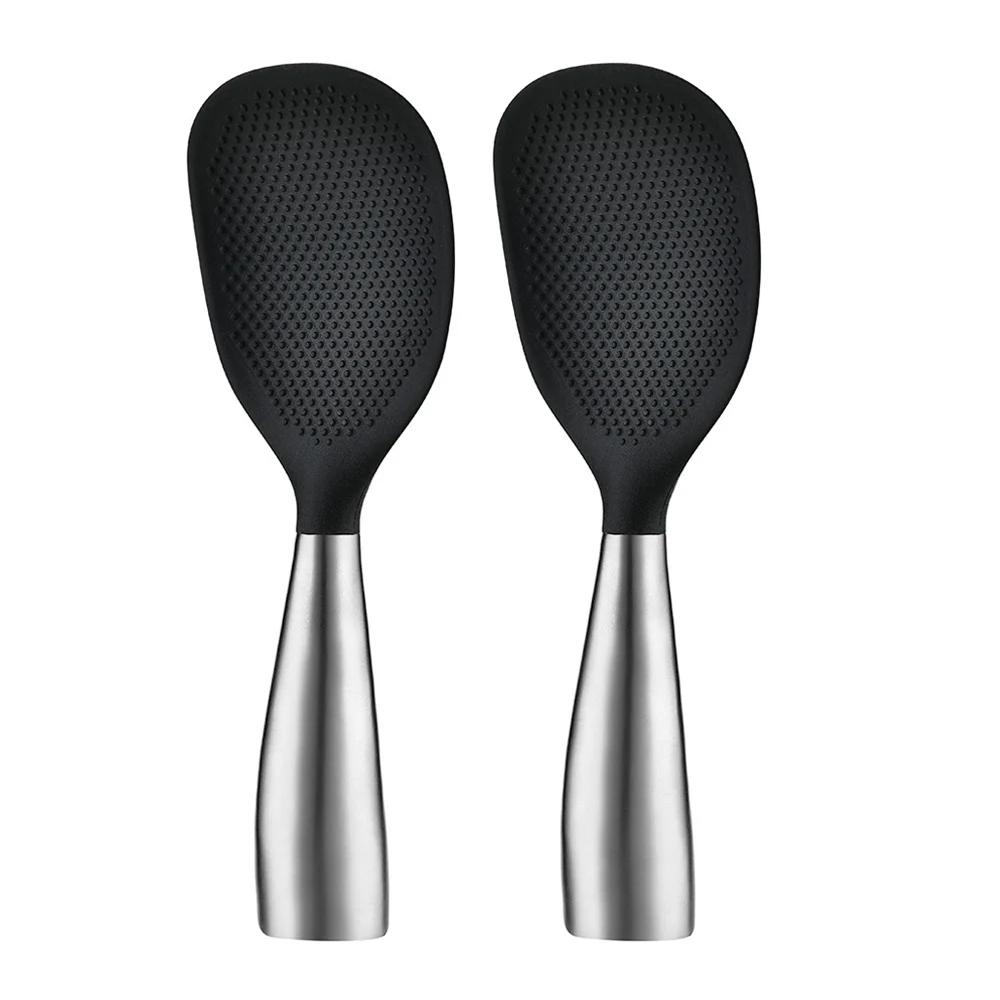 2Pcs Food Grade Silicone Rice Spoon Household Non Stick Pot Cooking Spoon High-temperature Resistant Kitchen Tools