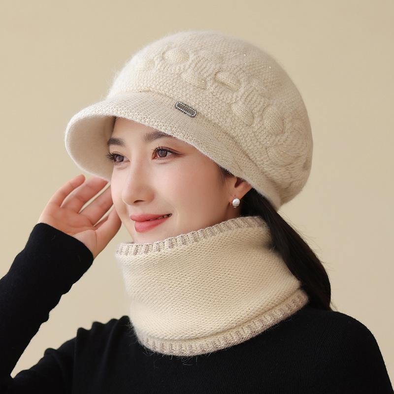 Middle-aged and Elderly Hat Women's Autumn and Winter Wool Hat Fashion Cap Thickened Warm Knitted Windproof Beret