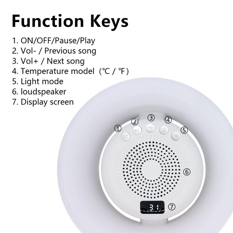 Floating Bluetooth-compatible Speaker with Dynamic LED Lights IPX6 Waterproof Temp Display for Pool Parties Swimming