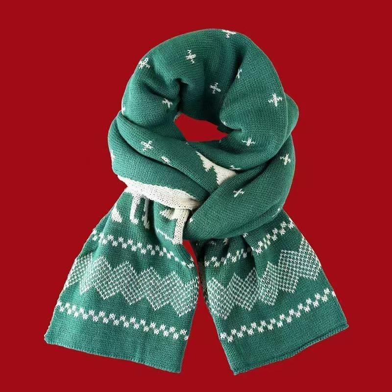 Christmas vibe scarf women's winter new Ankara red scarf long versatile knitted shawl scarf