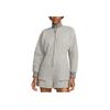 Solid Color Logo Embroidered Zip Front Ribbed Collar Long Sleeve Bodysuit Women Bodysuit Gray DQ6672-016