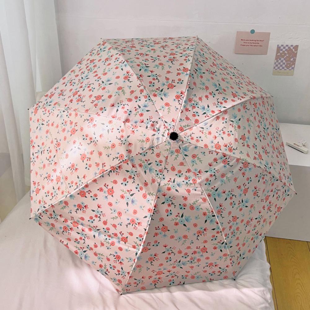 Fresh Floral Print Sun Rain Umbrella Dual-purpose Foldable Umbrella  Travel Accessoreis