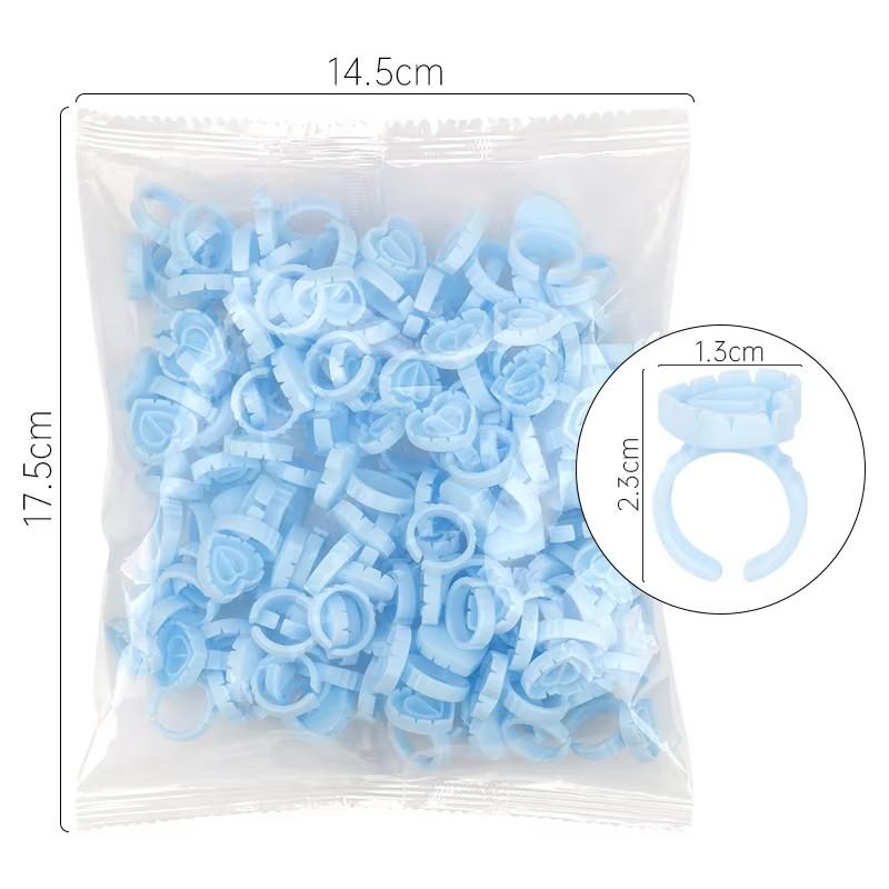 Heart 100Pcs/Bag Disposable Eyelash Extension Glue Holder Blooming Cup Tattoo Lash Glue Ring Plastic Colorful Eyelash