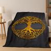 Tree of Life Nordic Mythology Yggdrasil Nature Cartoon Flannel Blanket Soft Throw Blanket for Bedroom Living Room Bed Travel Kid