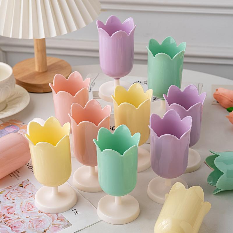 Ins Flower Vase Tulip Pen Holder Pencil Box Makeup Brush Storage Box Photography Props Aesthetic Vase Wedding Decoration