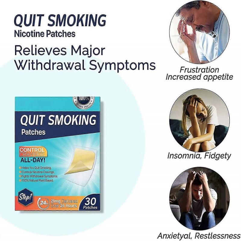 21mg Hulpmiddel bij het stoppen met roken Stoppen met roken Pleister Veiligheid Anti-rook Stickers Hulpmiddel bij het stoppen met roken Eenvoudig en effectief Anti-rook Stickers 30 Pleisters