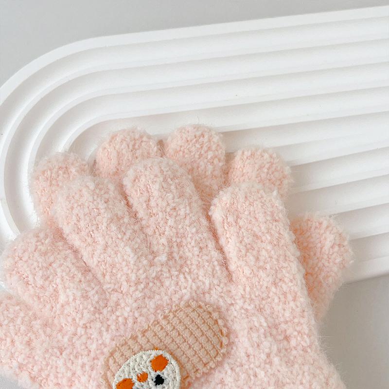 Cartoon Rabbit Baby Plush Gloves Winter Children Plush Mittens Cute Bunny Boys Girls Five Finger Gloves 1-3Year Kids Hand Warmer