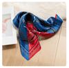 Elegant Autumn Red & Blue Patchwork Mulberry Silk Scarf - Versatile Women's Fashion Accessory