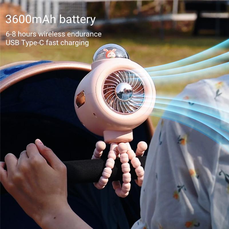 Bezpieczny wentylator do wózka dziecięcego, bezłopatkowy, przenośny wentylator ręczny, akumulator USB 3600 mAh, składany, stołowy wentylator chłodzący powietrze