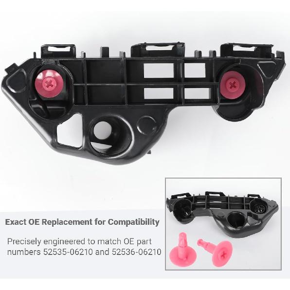 Front Bumper Bracket Compatible with Toyota Camry 2018-- Driver and Passenger Side Pair, Direct Fit for 52535-06210 52536-06210, OEM Quality ABS