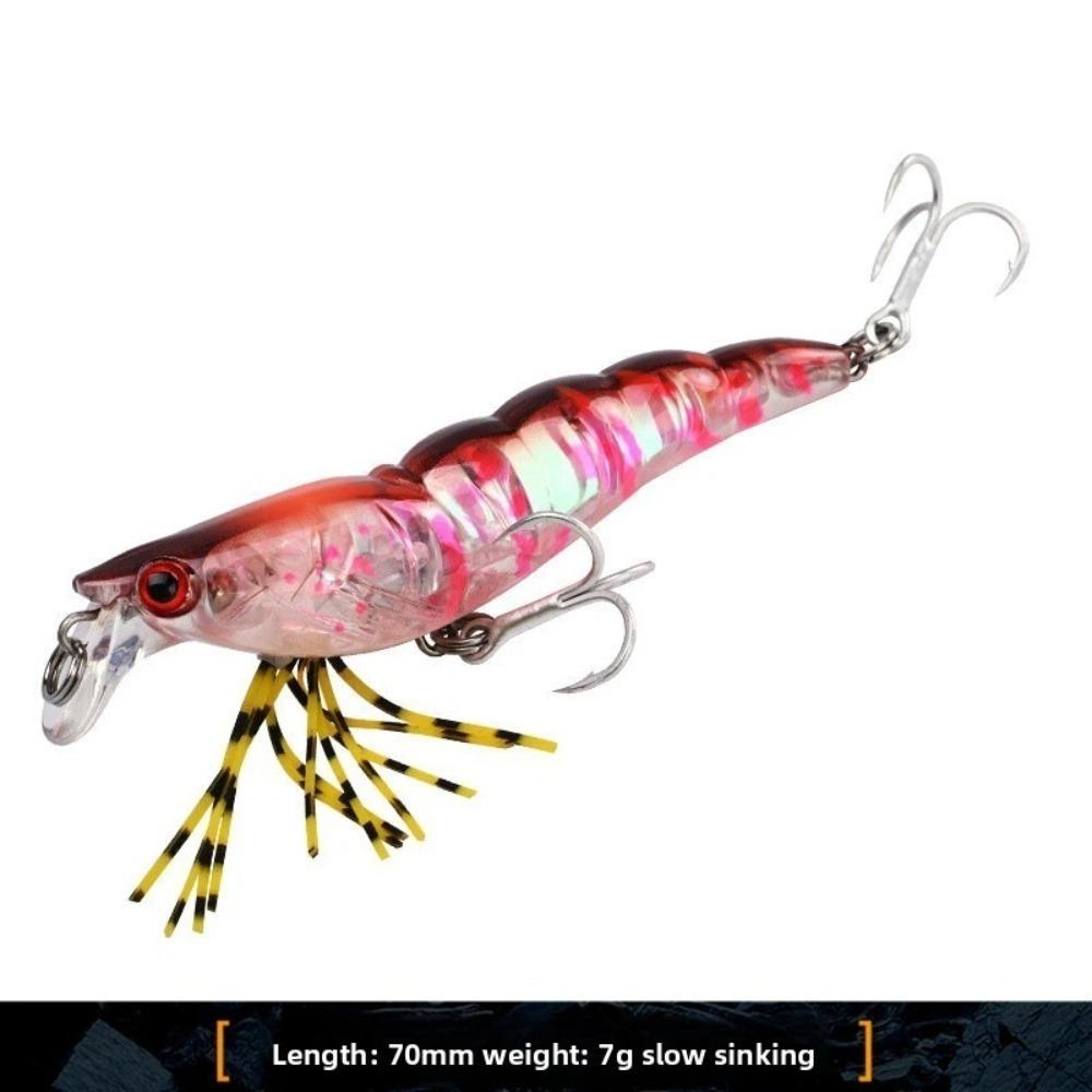 70mm Length 3D Flash Shrimp Longcast Design Shallow Minnow Slow Sinking Wobbler  Predator Fishing