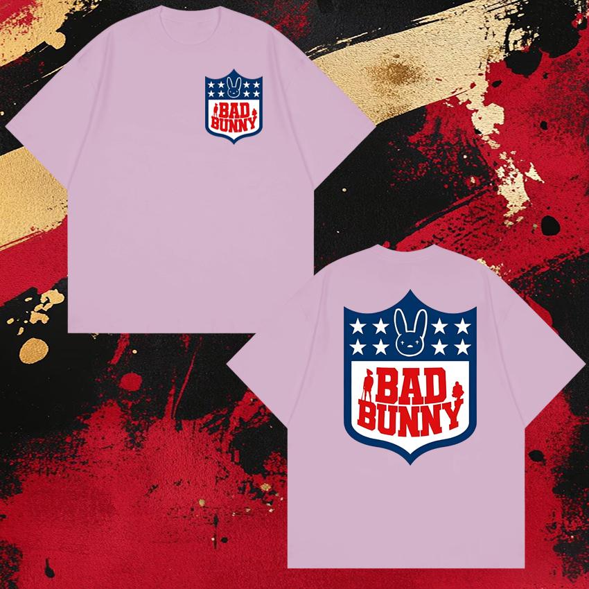 Rapper Bad Bunny Football Double Sided Printed Short Sleeve Tshirts Unisex 100 Cotton T Shirt Unisex WOMEN Oversized Hip Hop Tops