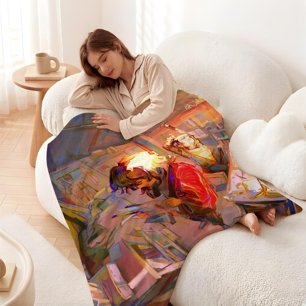 Anime L-Look B-Back Throw Flannel Blanket Suitable for Sofas Beds Offices Travel, Camping Chairs