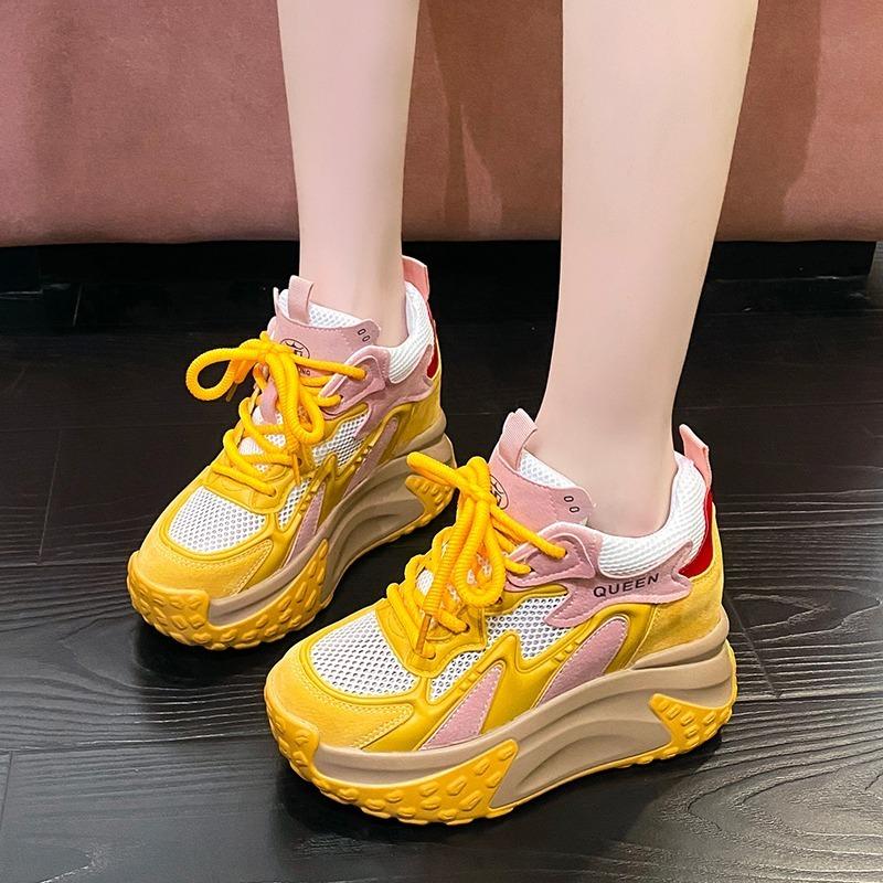 Mode 10CM Damen Sneaker Echtes Leder Plateau Sneaker Damen Freizeitschuhe Chunky Sneaker Erhöhen Designer Dicke Sohle Dad Shoes