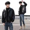 Trendy and Handsome Loose PU Leather Jacket Men's Motorcycle Suit Pilot Leather Jacket Student Spring and Autumn Jacket