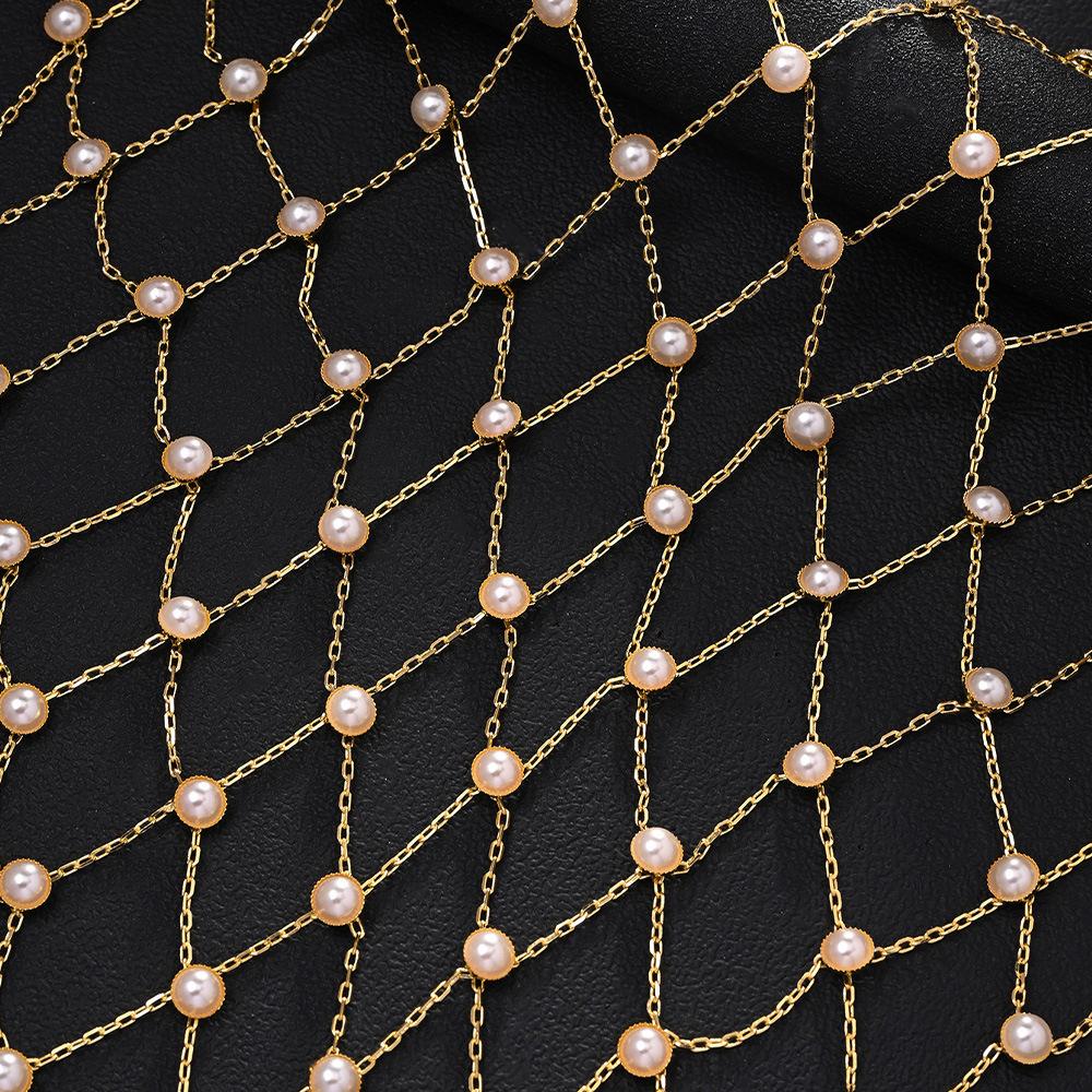 Vintage Pearl Hair Net Head Chain for Women Elegant Gold Color Mesh Headpiece Unique Gatsby Party Hair Jewelry Gift