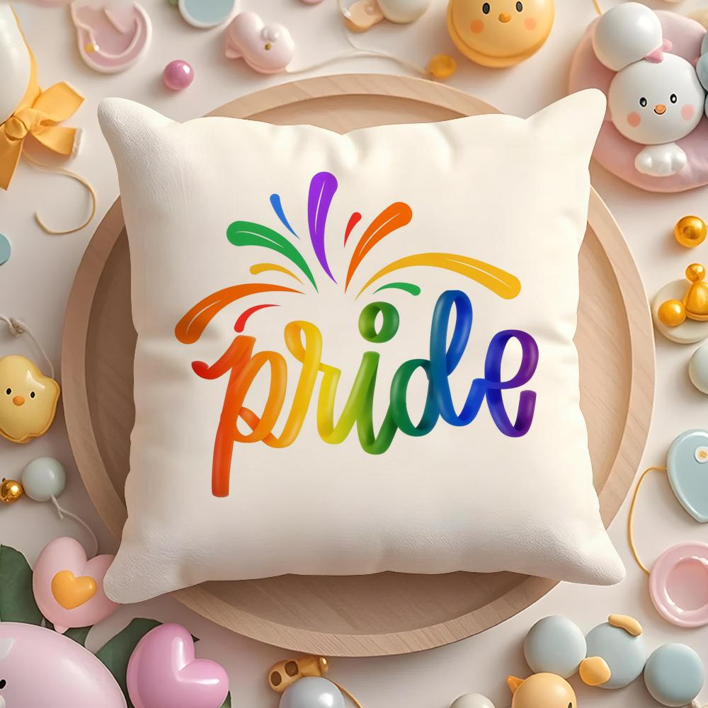 Pride Month Heart Cushion Cover Plush Fabric Soft Double-Sided Printed Sofa Warm Winter Home Gift Pillow Case