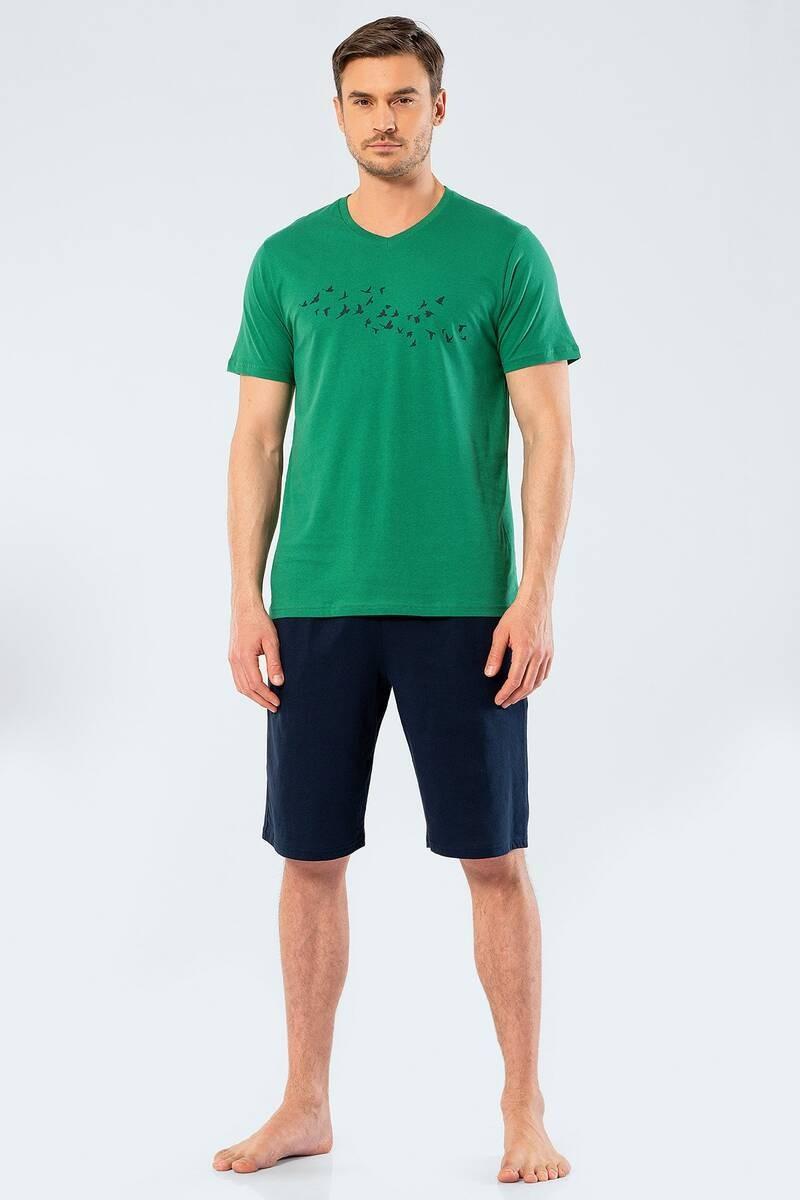 

Мужские шорты-бермуды Türen с принтом и v-образным вырезом, пижамный комплект