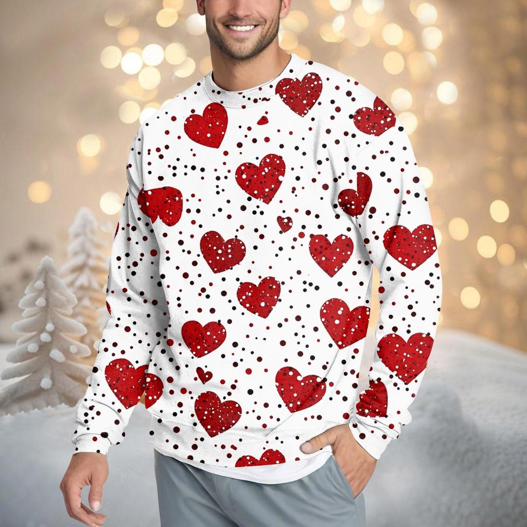 Pánská ležérní móda Pohodlný valentýnský svetr přes hlavu Mikina