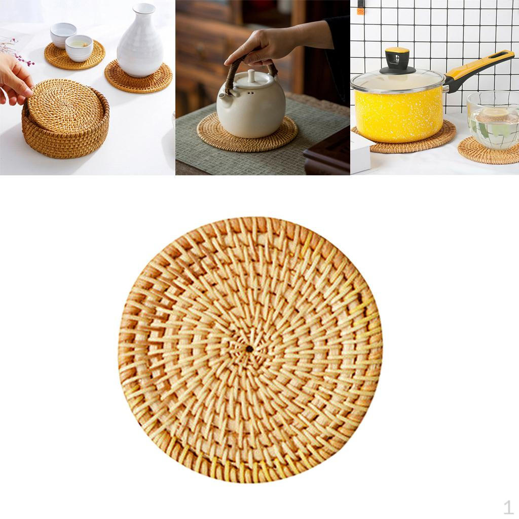 Insulation Round Coaster Hand Woven Rattan Placemat Tableware Mat