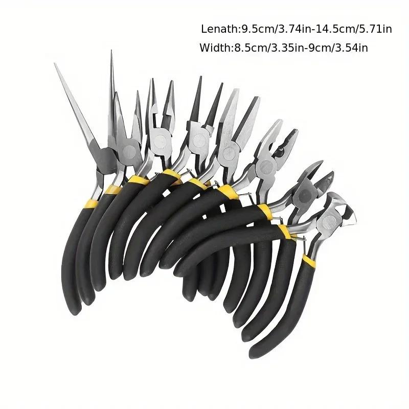8Pcs Mini Pliers Set Long Nose with Teeth Flat Jaw Round Curved Needle Diagonal Nose Wire End Cutting Cutter Tools.