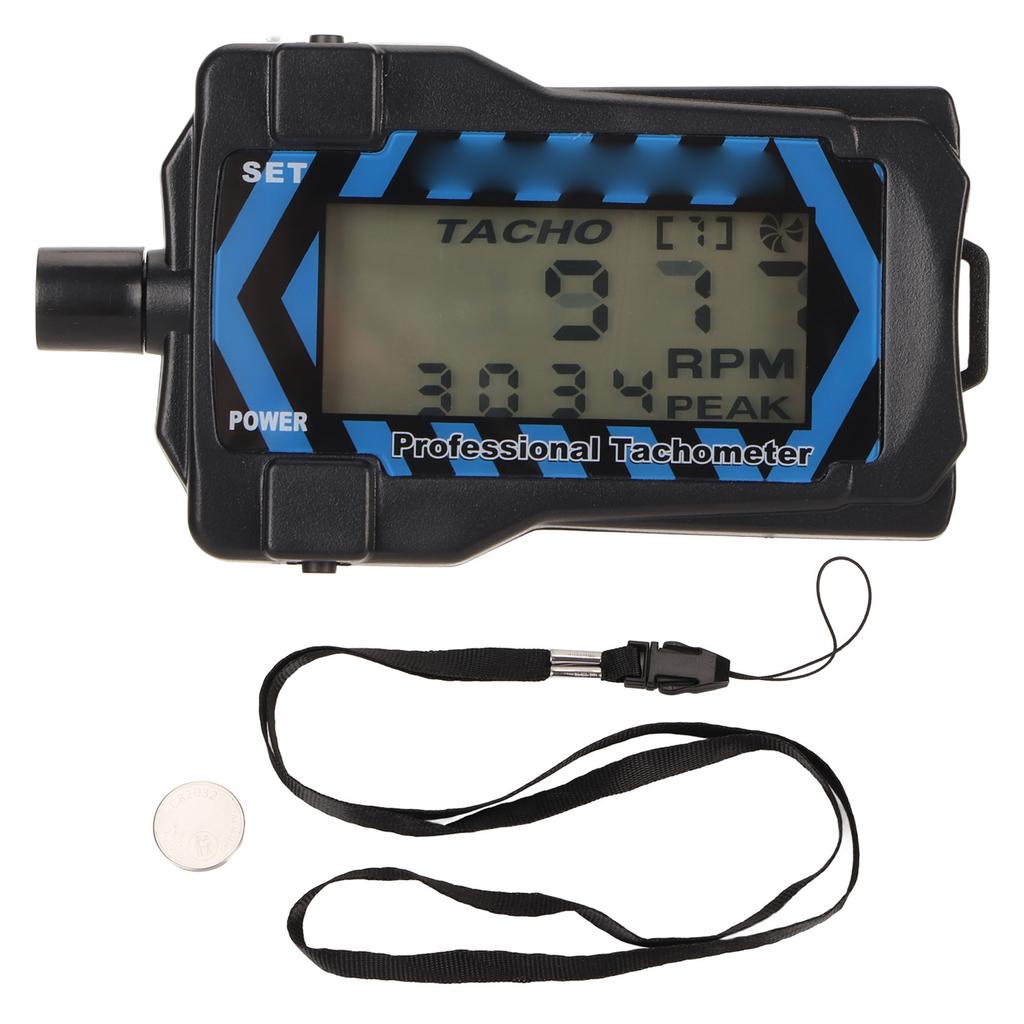 LED Handheld Tachometer Blue Backlit High Accuracy Easy Operation Propeller Speed Tester with Lanyard for RC Drone