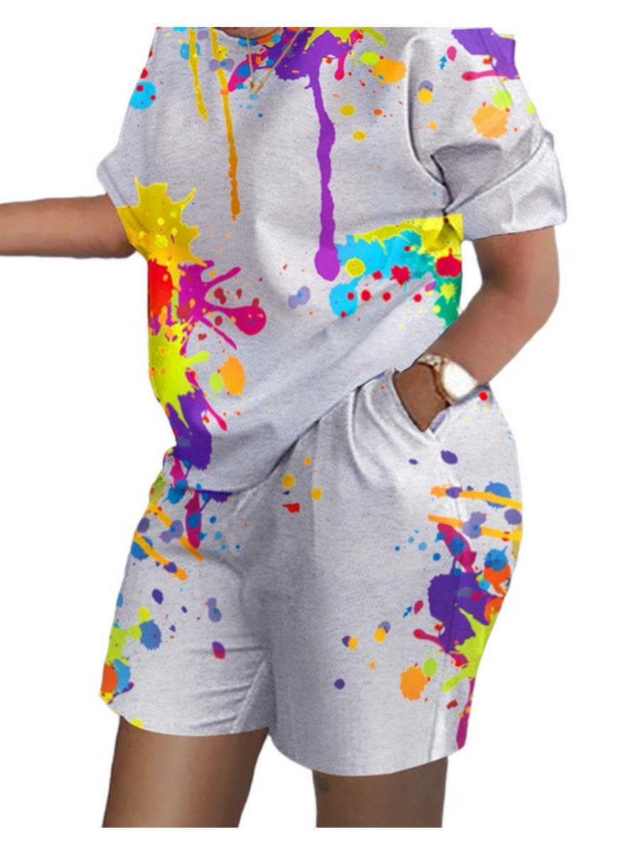 

Повседневный женский комплект из 2 предметов с 3D-принтом, модный топ с короткими рукавами и шорты, свободный и простой комплект из 2 предметов 6XL