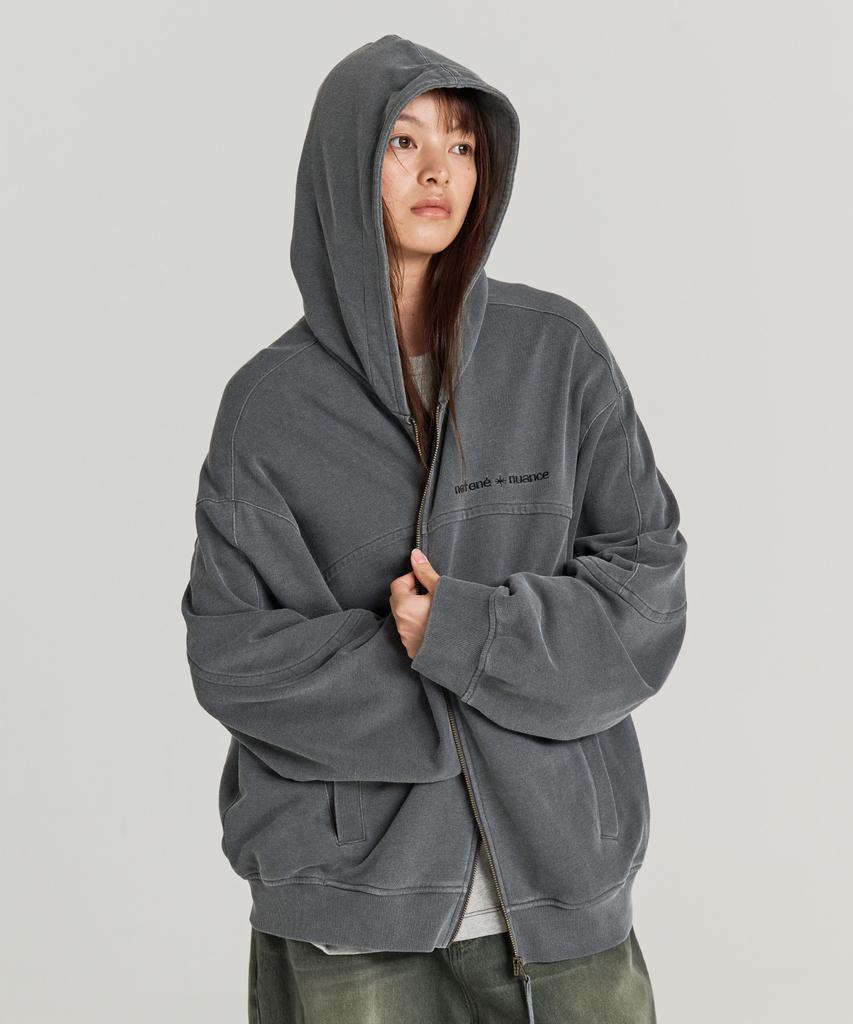 Nontype Bleached Hoodie Zip Up (Charcoal)