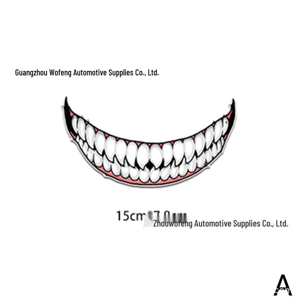 Reflective Evil Teeth Motorcycle Helmet Decals - Dark Personality Stickers P159