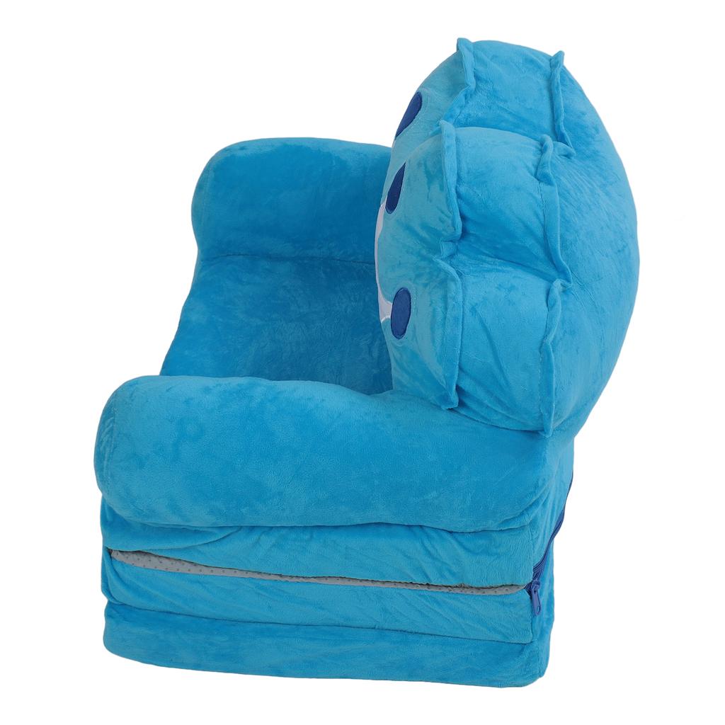 Foldable Cartoon Chair Lovely Crown Multi Functional Folding Kindergarten Reading Sofa Blue 3