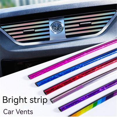 10 Pcs Car Air Conditioner Vent Outlet Trim Strips Colorful Shiny Car Trim Strips U Shape Chrome PVC For Car Decoration