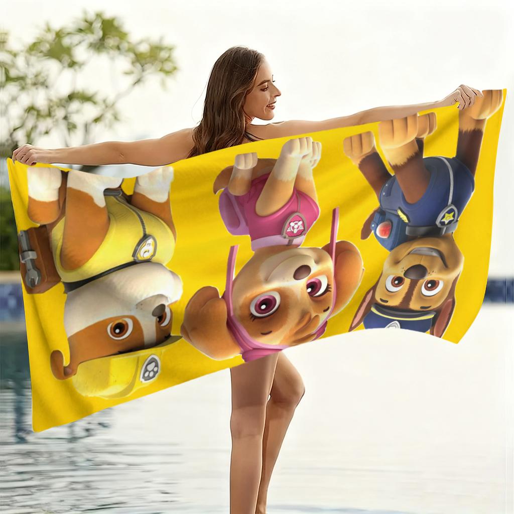 P-PAW Patrol Rubble Skye Chase Beach Towel, Kids Cartoon Dogs Quick-Dry Bath Towel