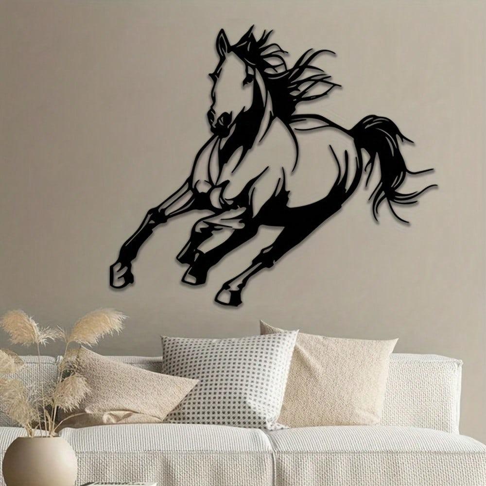Equine Metal Wall Art Horse Decor Home Office Indoor Outdoor Metal Wall Hanging Horizontal Design Gift for Horse Lovers