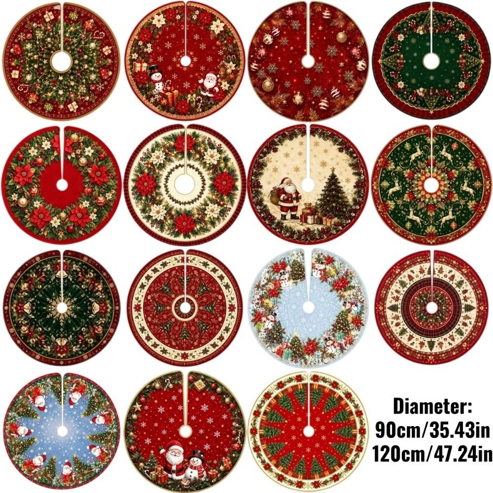 Large Size Christmas Tree Mat Round Xmas Tree Foot Cover Snowman Christmas Tree Skirts Indoor